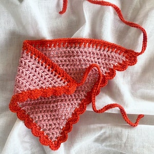 Two-tone handmade crochet bandana image 2