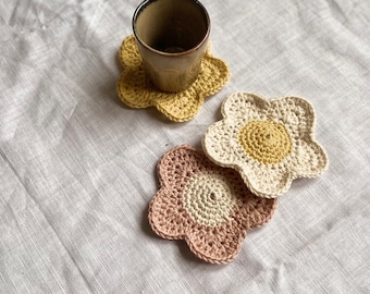 Crochet flower coaster