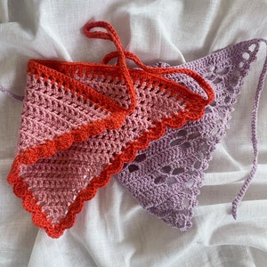 Two-tone handmade crochet bandana image 1