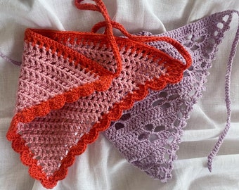 Two-tone handmade crochet bandana