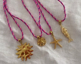 Rope necklace and sea charms