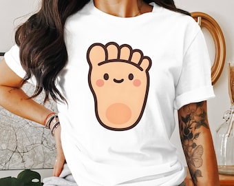 Słodka koszulka ze stopami, zabawna koszulka z obuwiem, kreskówkowa stopa, grafika ze stopami Kawaii, wyjątkowa koszulka ze stopami, prezent dla miłośnika stóp, urocza koszulka ze stopami