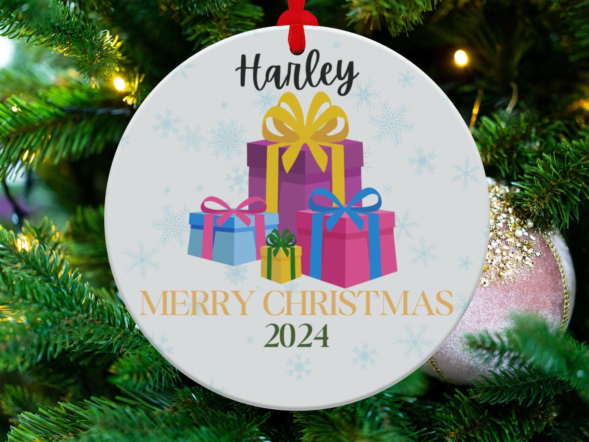 Personalized Christmas Ornament, Custom Name 2024 Holiday Decor, Festive Personalized Gift, Christmas Tree Decoration, Unique Gift