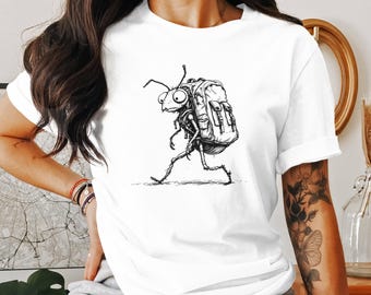 Funny Hiking Ant Cartoon T-Shirt, Sweatshirt, and Tank Top: Whimsical Outdoor Graphic Tee