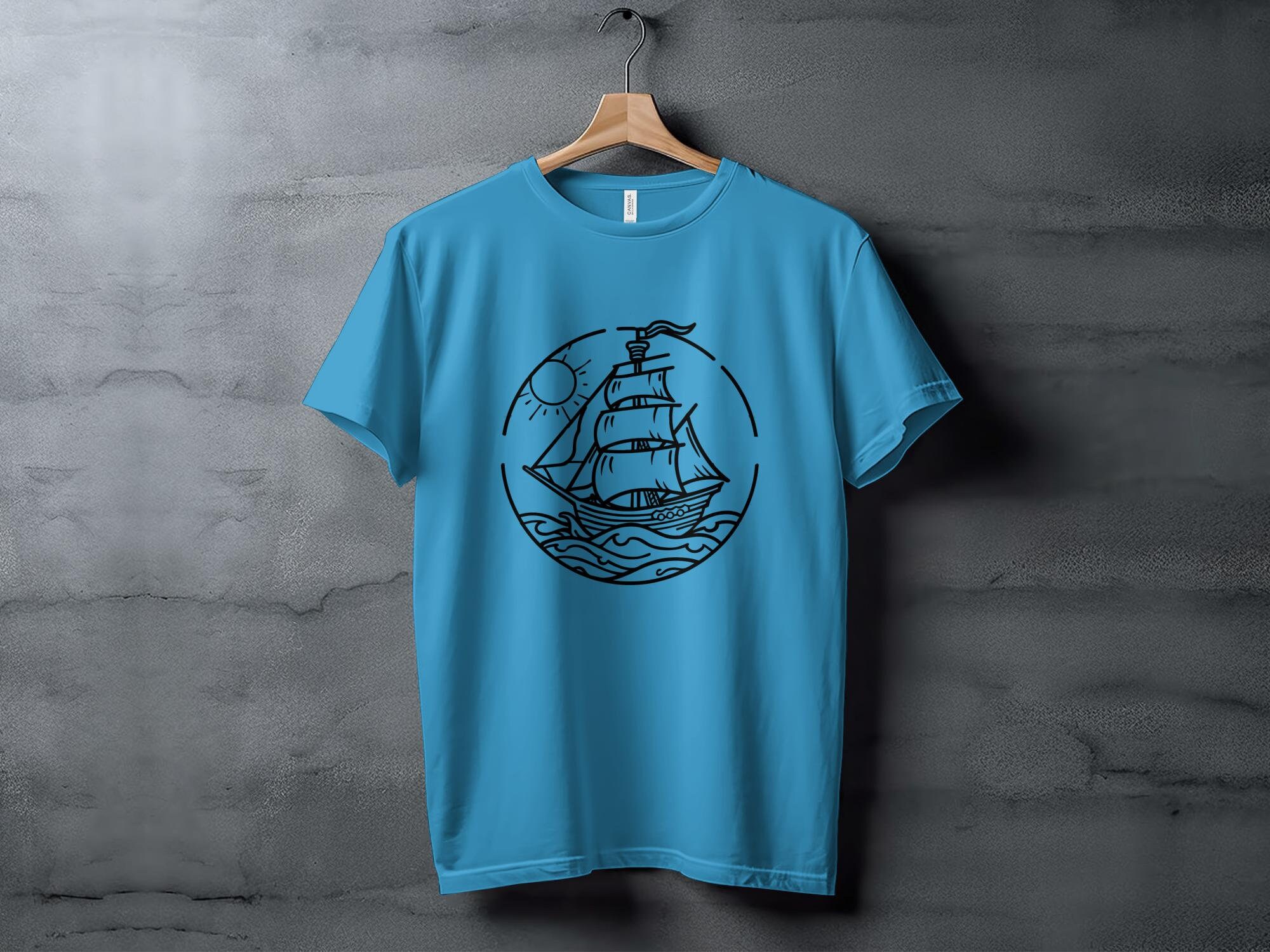 Nautical Sailboat Line Art T-shirt: Ocean Adventure Graphic