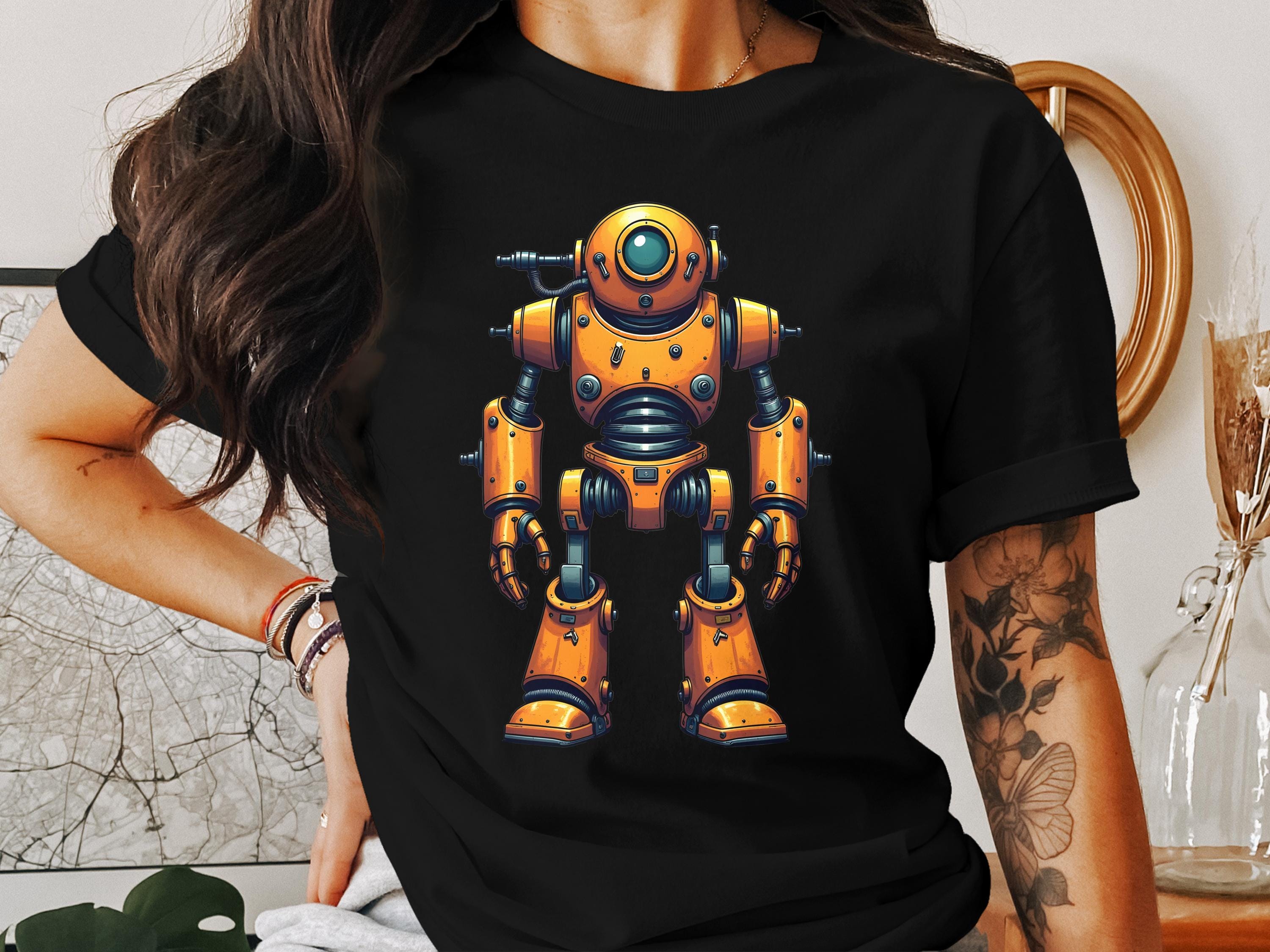 期間エロボット レトロSFロボットグラフィックTシャツ、スウェットシャツ、タンク