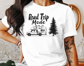 T-shirt Road Trip Mode: T-shirt camper, avontuurlijke kleding
