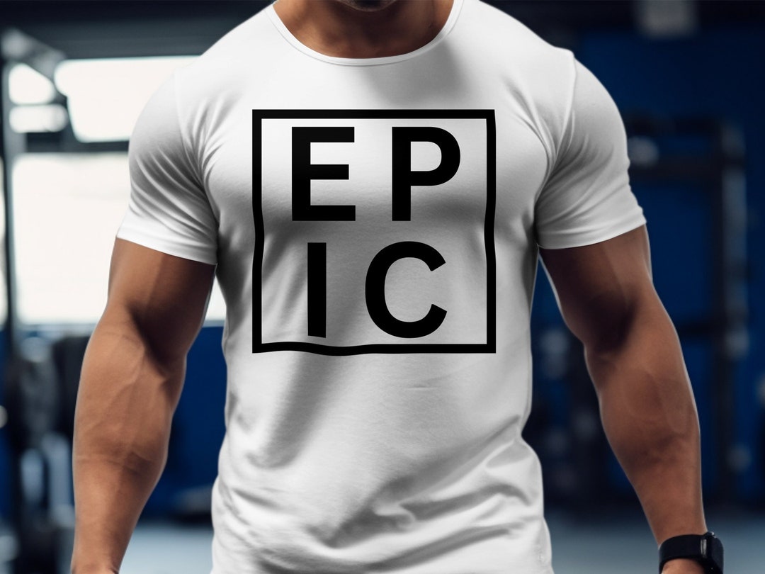 Unisex Graphic Tee With Bold EPIC Lettering, Classic Black and White T ...