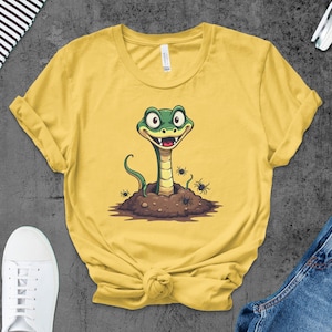 Camisetas de serpientes de dibujos animados, linda camiseta de reptil, diseño de araña espeluznante, divertida camiseta de animales, regalo para amantes de la naturaleza, camisetas de Halloween, gráfico único