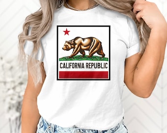 Camiseta con la bandera del oso de la República de California, estilo vintage, ideal para uso casual unisex.