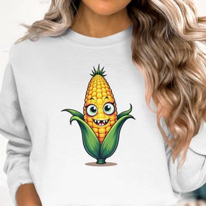 Fun Corn Sweatshirt, Cute Corn on the Cob Sweatshirt, Corn Lover Gift, Unique Funny Sweatshirt, Quirky Graphic Sweatshirt