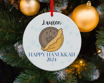 Custom Hanukkah Ornament Personalized Hanukkah Keepsake 2024 Happy Hanukkah Decoration Unique Festive Gift