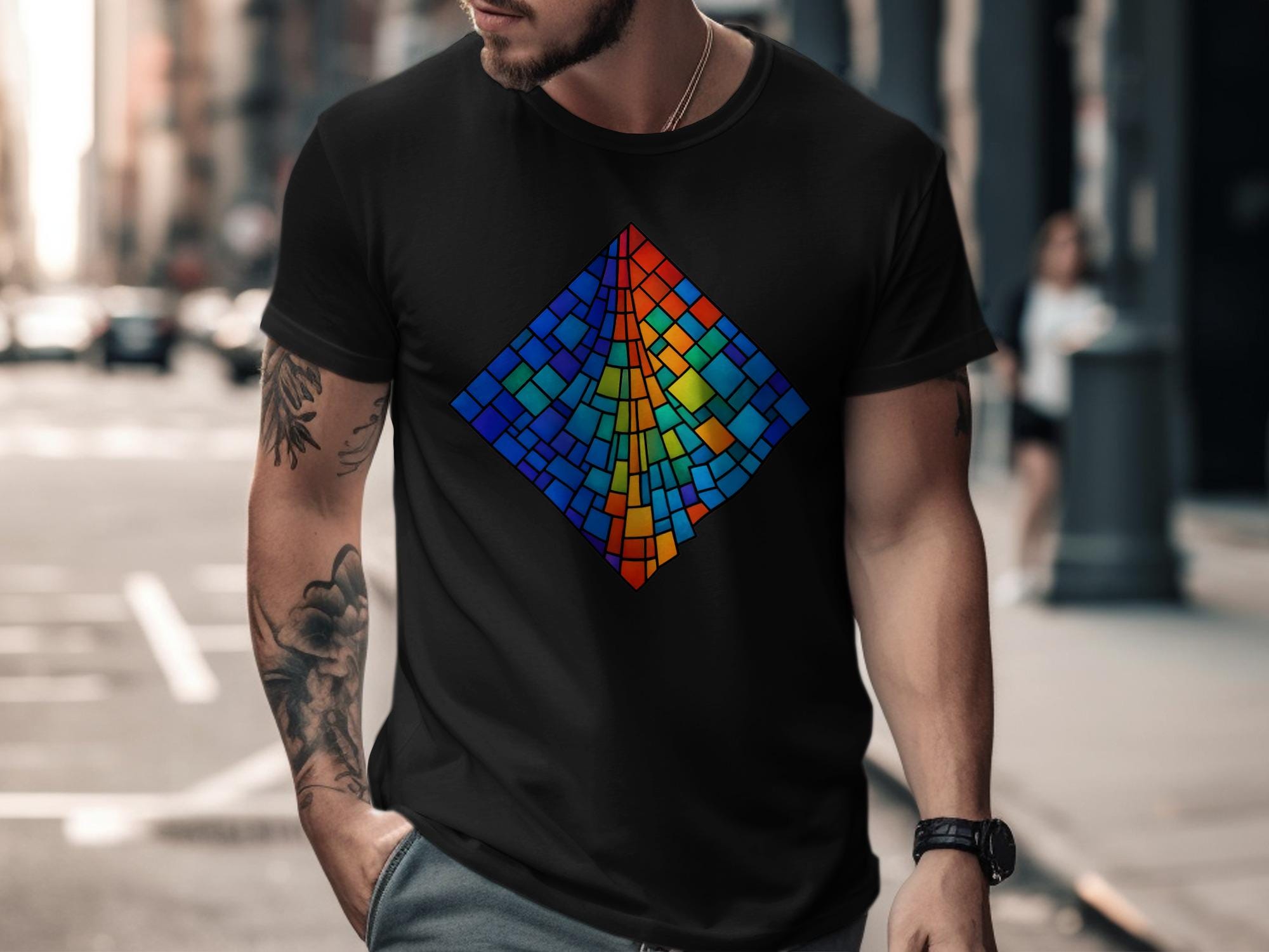 Stained Glass T-shirt, Sweatshirt, and Tank Top: Geometric Mosaic