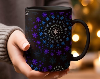 Snowflake Mug Festive Winter Mug Christmas Coffee Cup Holiday Gift Seasonal Tea Cup Winter Wonderland Mug