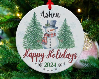 Snowman Ornament, Christmas Tree Holiday Decor, 2024 Happy Holidays Gift, Seasonal Winter Decoration, Festive Home Accent