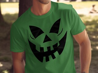 Maglietta Halloween Donna Taglie Forti Con Stampa Zucca E Fantasma, Scollo A V, Manica Corta - FLOYU