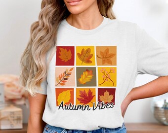 Camiseta, sudadera y camiseta sin mangas Autumn Vibes: camiseta gráfica con hojas de otoño