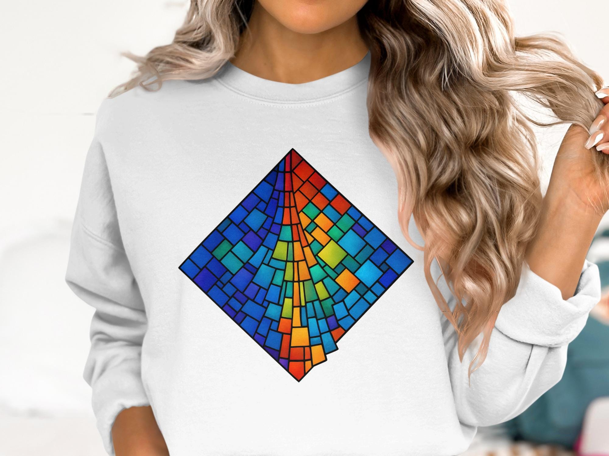 Stained Glass T-shirt, Sweatshirt, and Tank Top: Geometric Mosaic