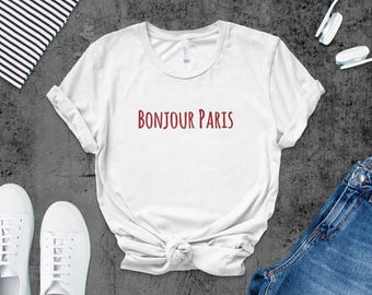 Koszulka Bonjour Paris: Francuska koszulka pamiątkowa w paryskim stylu
