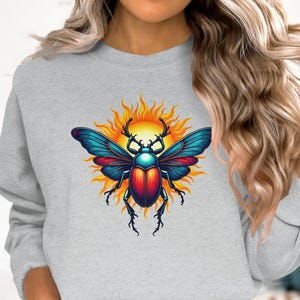 Vibrant Beetle Sun T-Shirt, Unique Insect Art Tee, Colorful Nature Shirt, Cool Beetle Graphic Shirt, Trendy Bug Lover Gift, Unisex Tee
