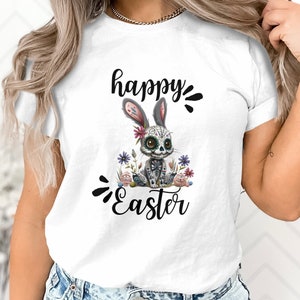 Einzigartiges Frohe Ostern T-Shirt, süßes Häschen-Grafik-T-Shirt, Blumen-Osterei, Frühlingsurlaub Shirt, Unisex für Erwachsene und Kindergrößen