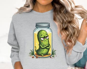 Camiseta, sudadera y camiseta sin mangas divertidas de pepinillos: pepinillos de dibujos animados en un frasco, camiseta gráfica unisex