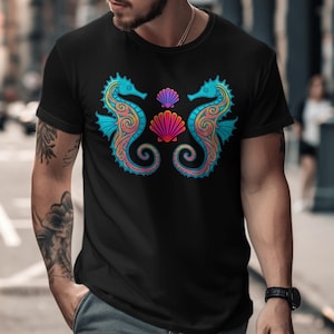 Seahorse T-Shirt, Shell T-Shirt, Sea Life T-Shirt, Ocean T-Shirt, Beach T-Shirt, Summer T-Shirt, Cute T-Shirt