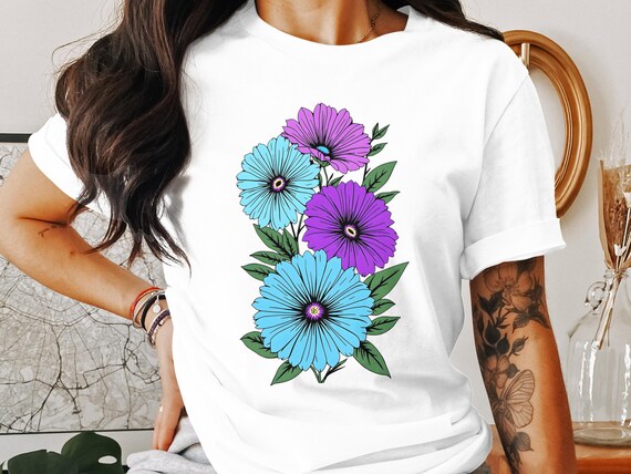 Daisy Floral T-shirt, Sweatshirt, and Tank Top: Colorful Botanical