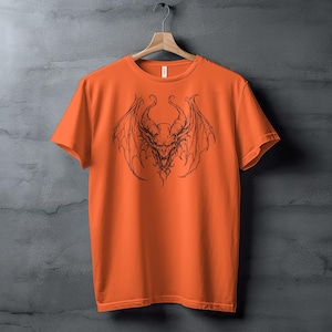 ゴシック 悪魔アート T シャツ、ホラー ファンタジー T シャツ、悪魔スケッチ シャツ、ゴシック クリーチャー T シャツ、ダーク ファンタジー アパレル、ゴシック T シャツ ユニセックス、悪魔