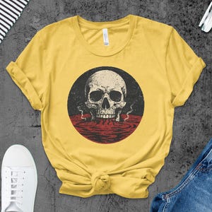 Skull T-Shirt, Macabre Art, Dark Graphic Tee, Gothic Clothing, Spooky Gift, Skull Illustration, Occult T Shirt, Goth Fashion, Grim Reaper