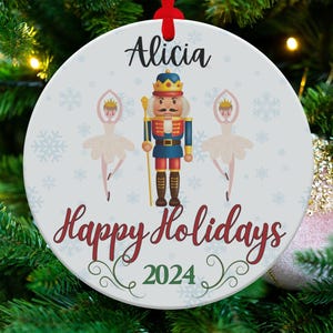 Personalized Nutcracker Ornament, Custom Christmas Decor, Nutcracker Ballet Gift, Holiday 2024 Decoration, Ballet Dancers Ornament