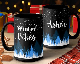 Personalized Forest Tree Coffee Mug: Nature Art, Woodland Theme