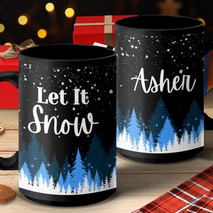 Personalized Forest Silhouette Mug, Nature Inspired, Blue Pine Tree Cup, Woodland Coffee Mug, Unique Forest Mug, Gift for Nature Lovers