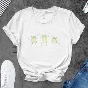 Camisetas de ranas bailarinas, camisetas con ranas de dibujos animados, camisetas divertidas de animales, ropa infantil, diseño de rana alegre, regalos únicos para amantes de las ranas