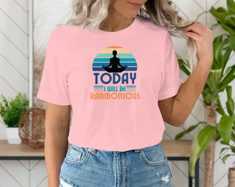 Camiseta de meditación de yoga armoniosa, camiseta gráfica de mindfulness zen, regalo para amantes del yoga con mente pacífica