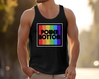 Rainbow Pride Power Bottom grafisch T-shirt, LGBTQ+ leuk statement-T-shirt voor iedereen