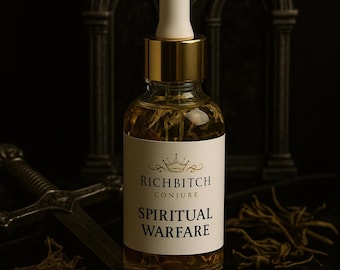 Spiritual Warfare Conjure Oil – Hoodoo Protection for Battle, Evil Eye, Jealousy, Reversal, & Energetic Defense | Rich Bitch Rootwork