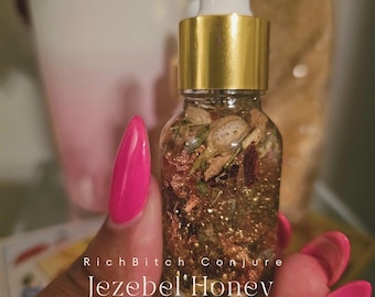 Rich Bitch Conjure&#39;s Jezebel Honey Oil for Rituals, Domination, Abundance, Prosperity, Wealth | Venus Glamour Beauty Magick with Money