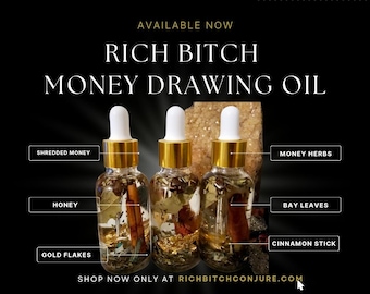Rich Bitch Luxury Hoodoo Conjure Oil Libra Zodiac Edition | Money Drawing Powerful Manifestation Abundance Prosperity Wealth Opulent Life