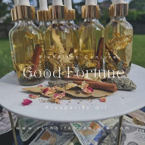 Rich Bitch Conjure Good Fortune Prosperity Money Drawing Oil for Manifestation, Abundance Luck Spell Candle Magick Hoodoo Voodoo Witches