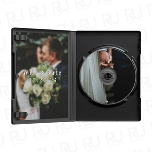 May include: Black DVD case open, revealing a disc and a printed insert. The insert features a blurred image of a couple and the text "WILL & KATE 02.20.24". The disc shows a close-up of hands holding each other.