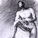Untitled, 17 May, A2 size, original charcoal artwork, life drawing, figure drawing, nude model, mature, man, male