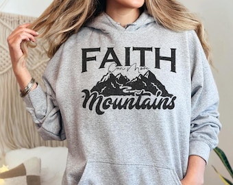 Sweat à capuche chrétien, La foi peut déplacer des montagnes, cadeau de versets bibliques, sweat à capuche religieux, vêtements religieux, vêtements chrétiens, sweat à capuche gospel, cadeau foi
