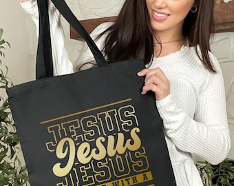 Jezus draagtas, christelijke draagtas, gemaakt met een doel tas, bijbelvers draagtas, religieuze canvas tas, geloofsdraagtas, bijbelstudie draagtas cadeau