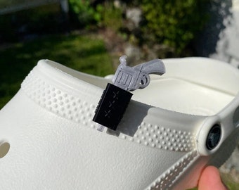 Holster + Revolver Clog Charm: 3D Printed Shoe Decoration