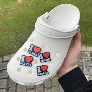 Custom Name Heart Clog Charms for Adults & Kids Crocs: Personalized 3D Printed Shoe Decorations
