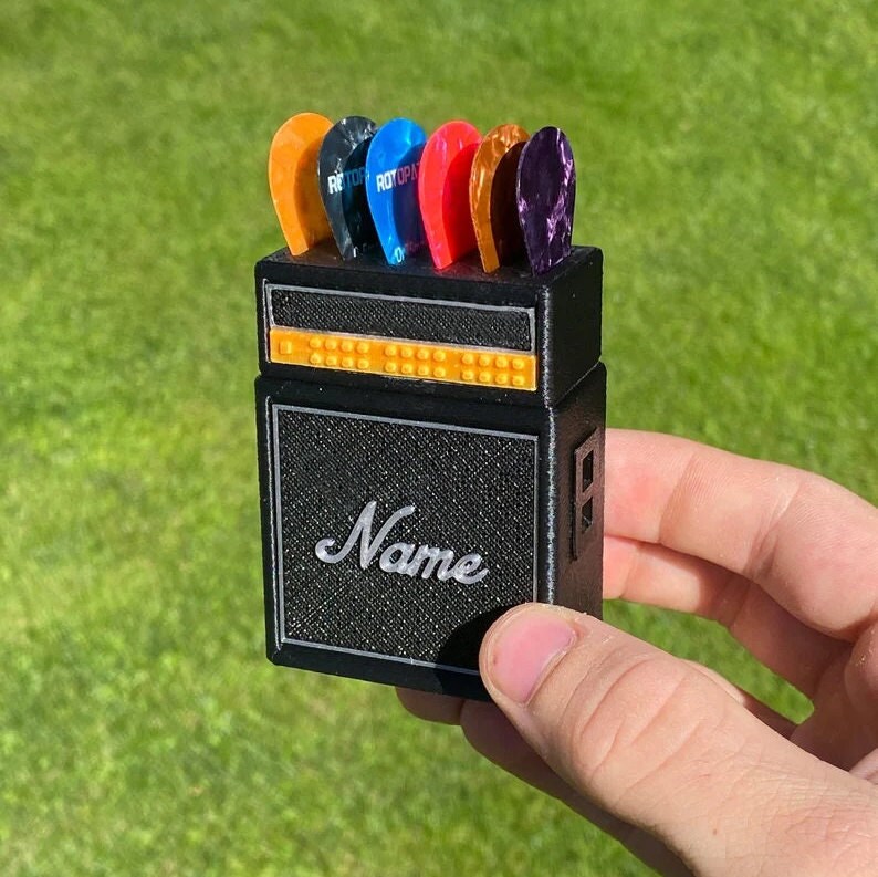 Personalized Mini Guitar Pick Plectrum Holder Vertical Amp Display