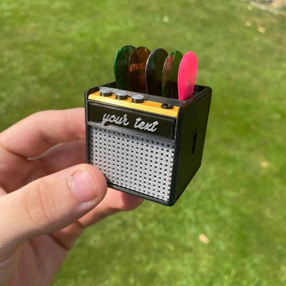 Custom Mini Guitar Pick Plectrum Holder: Personalized 3D Printed Amp Display