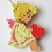 Vintage Germany Christmas Angel With Heart Erzgebirge Wood Wooden Fretwork Flat Ornament