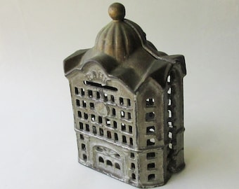 Vintage Cast Iron Still Bank - Bank Building